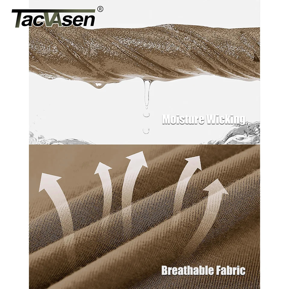 TACVASEN long sleeved 1/4 zipper slim fit T-shirt with pockets mens summer battle T-shirt cotton polyester training suit 241023