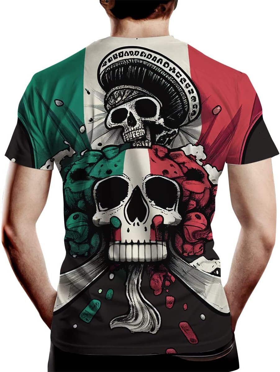 Mens T shirt Men's Short Sleeve cool Mexican Flag Creative Novelty T-shirt Casual tops summer clothes Breathable and stylish