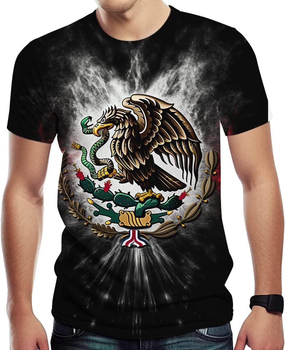 Mens T shirt Men's Novelty T Shirt,Mexican Flag and in Front and Back tee Casual tops summer clothes Breathable and stylish