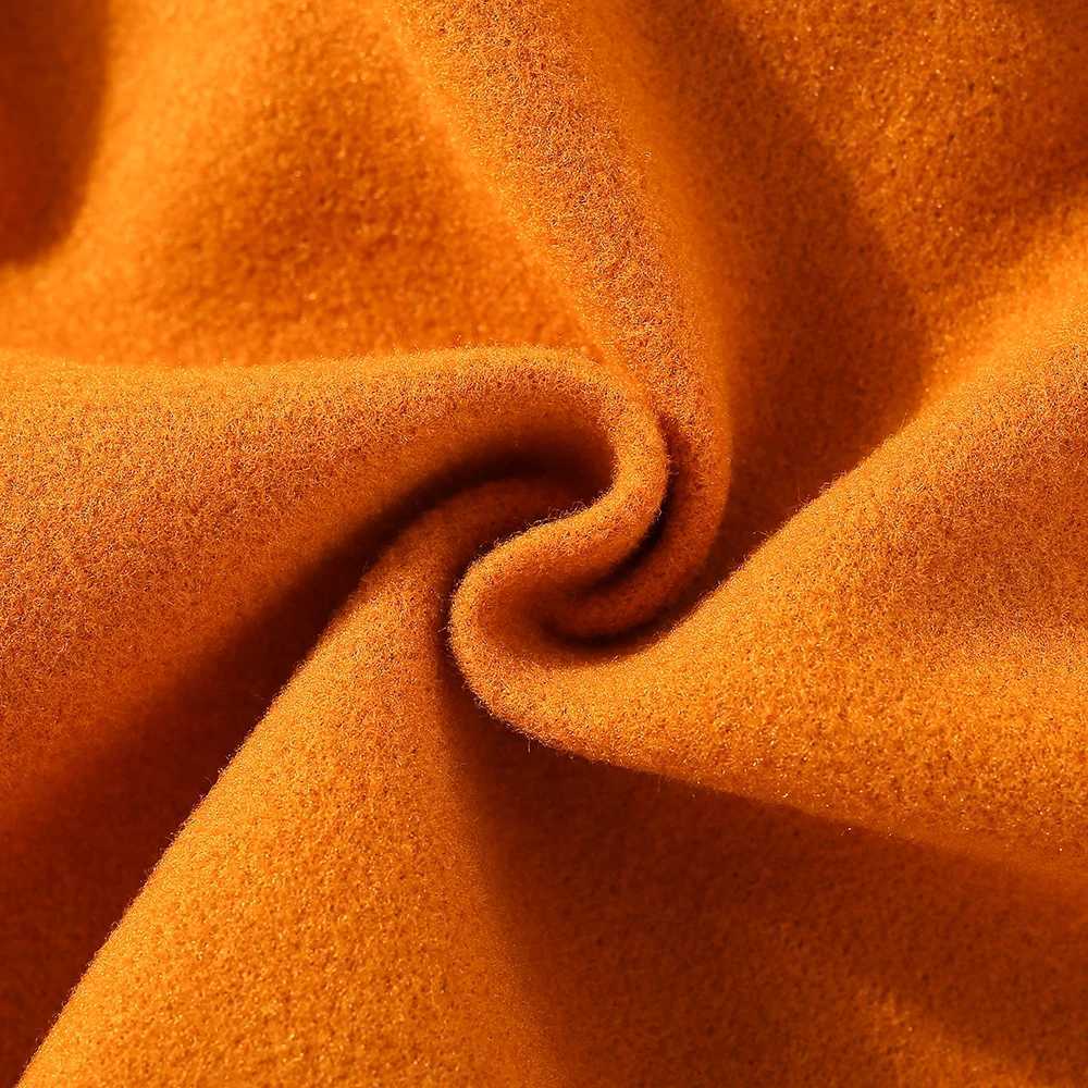 Autumn and winter new girl big wool collar hooded wool coat childrens cute solid bow wool coat W241023