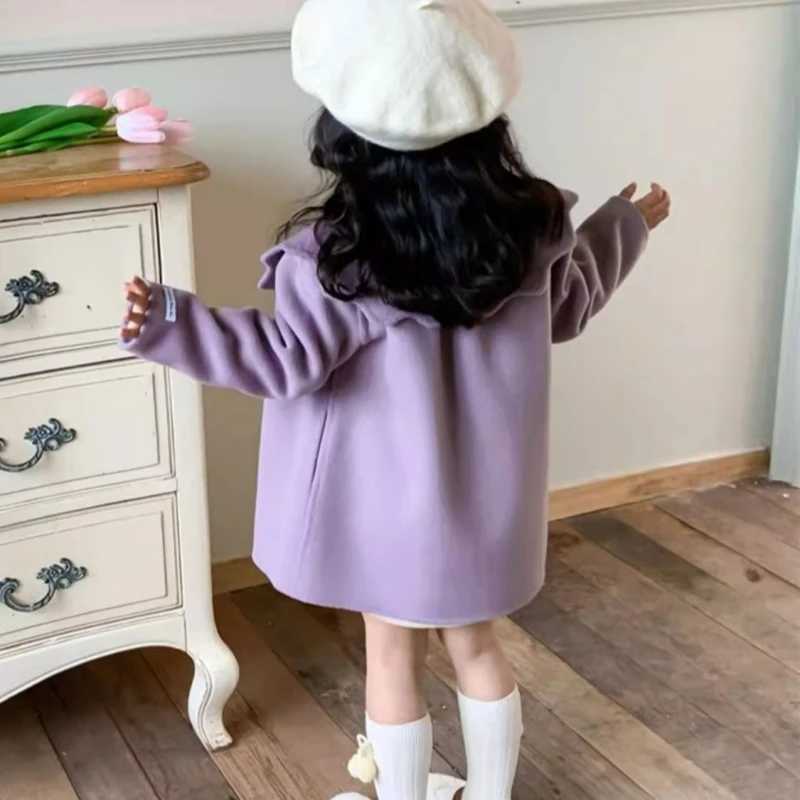 Womens wool coat windbreaker 2023 elegant warm thick winter cotton youth coat childrens clothing W241023