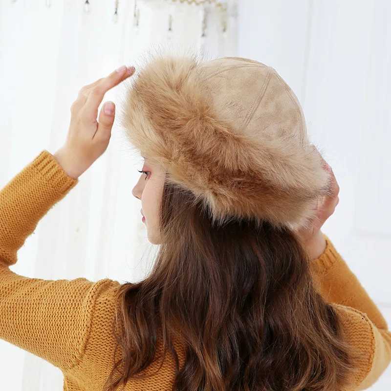 New Thick Warm Russian Hat Womens Suede Bber Hat Windproof Warm Fur Hat Fem Mongolian Hat Warm Fur Sklies Beanies X241023