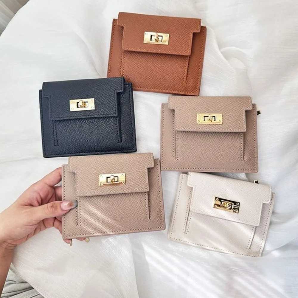 PU Leather Womens Wallet with Zipper Solid Color Coin Purse Short Style Two-Fold Card Bag for Women XJ250624
