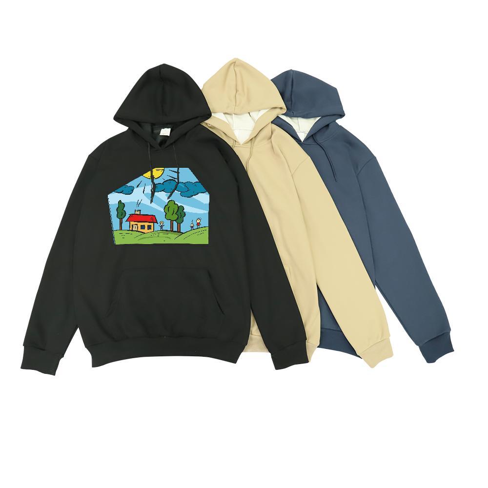 Fashion Design Hoodie Breathable Hooded Collar Warm Men Hoodie US Size Clothings Street wear Hip Hop Velvet Thick