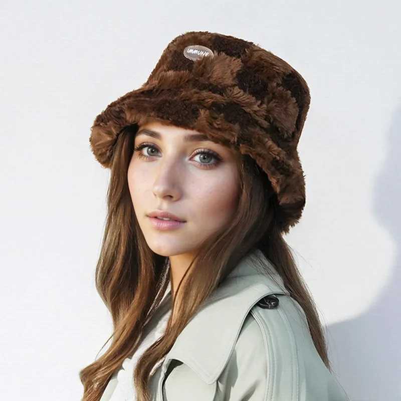 Winter Rhbus grid fisherman hat Japanese Berber wool bucket hat thick design keeps warm X241023