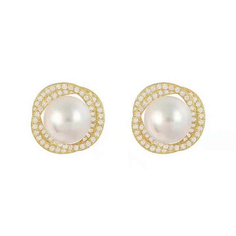 2020 New Unusual Geometry Vortex Her Pearl Earrings for Womens Exquisite Fashion Party Jewelry Luxury Decoration Earrings W241023