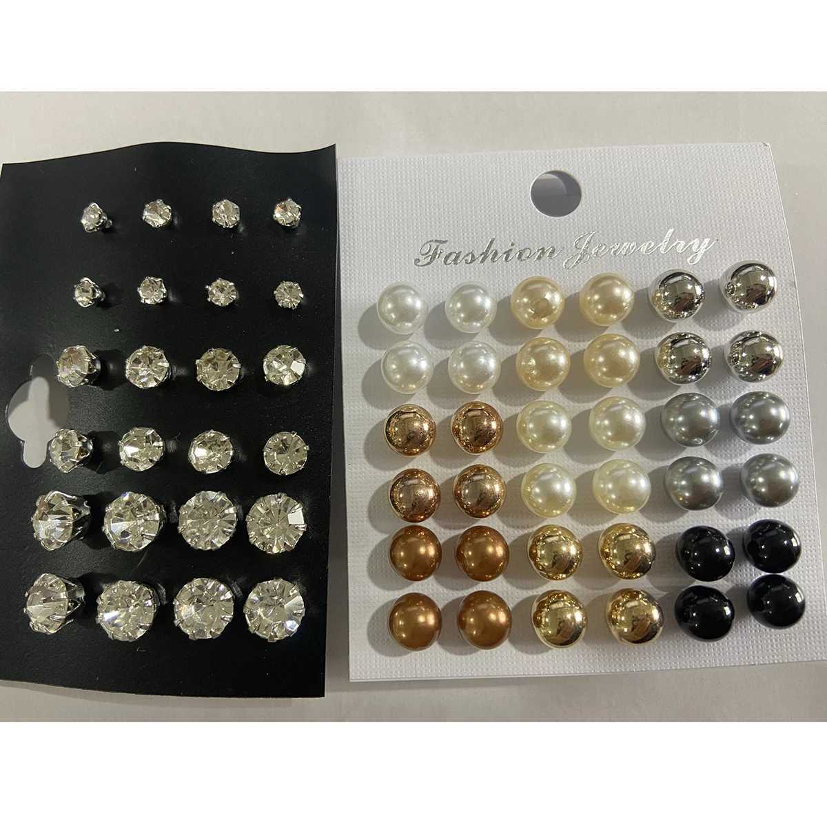 Korean Charm Colored Pearl Imitation Stud Earrings Exquisite Rhinestone Earrings Boxless Womens Party Wedding Jewelry W241023