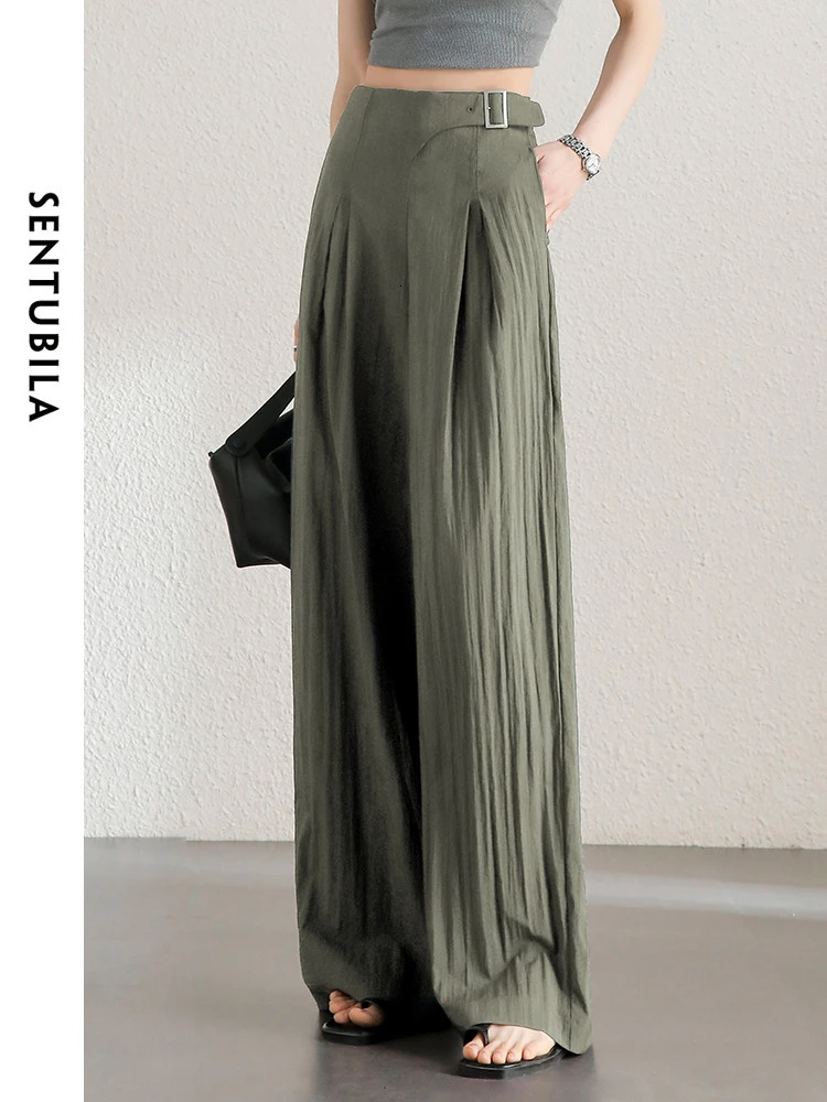 SENTUBILA Womens High Waist Bag Pants Spring/Summer Loose and Lightweight Dragging Wide Leg Pants Womens Trouser 142K54416 241023