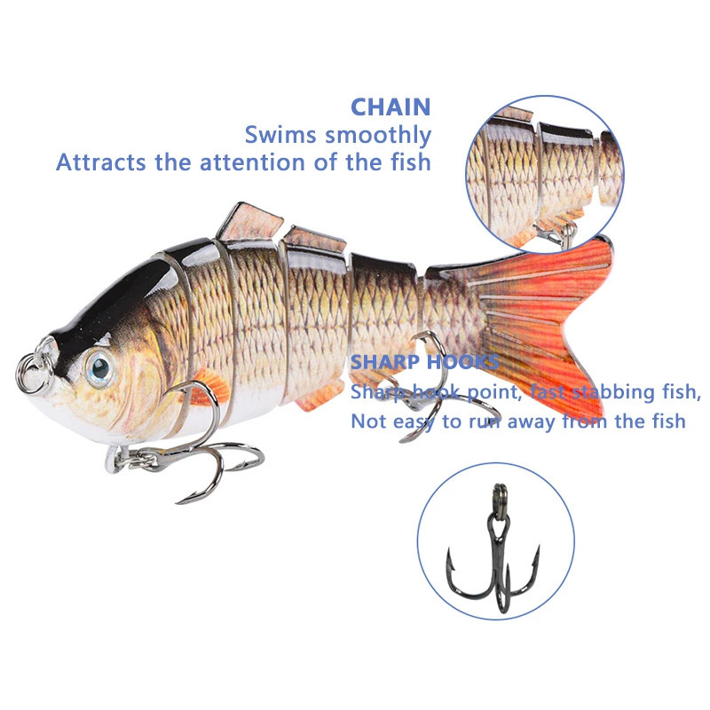 4 Inch 6 Segments Jointed Hard Artificial Fishing Lures Bionic Crankbait Sinking Wobblers Sea Plastic Accessories 241024