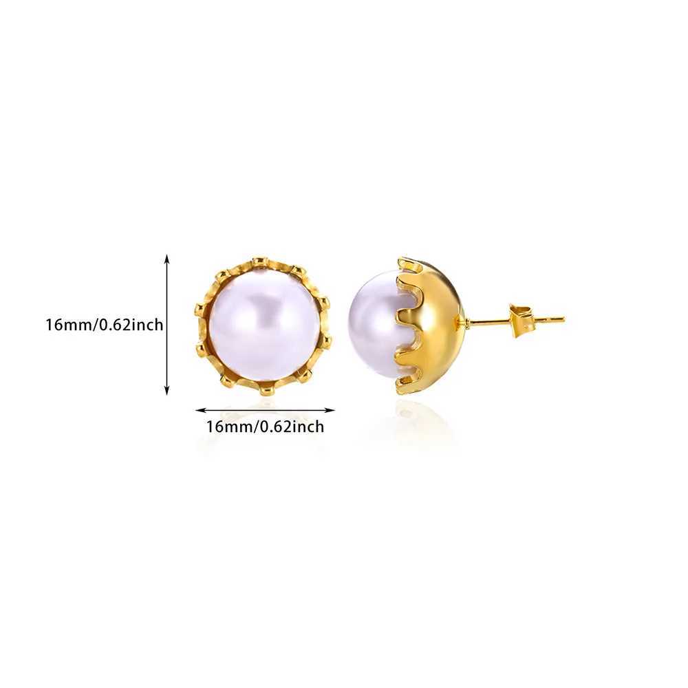 Vintage Imitation Pearl Stud Earrings for Women Stainless Steel Gold Color Piercing Earrings Trend Summer Ear Jewelry aretesX241023