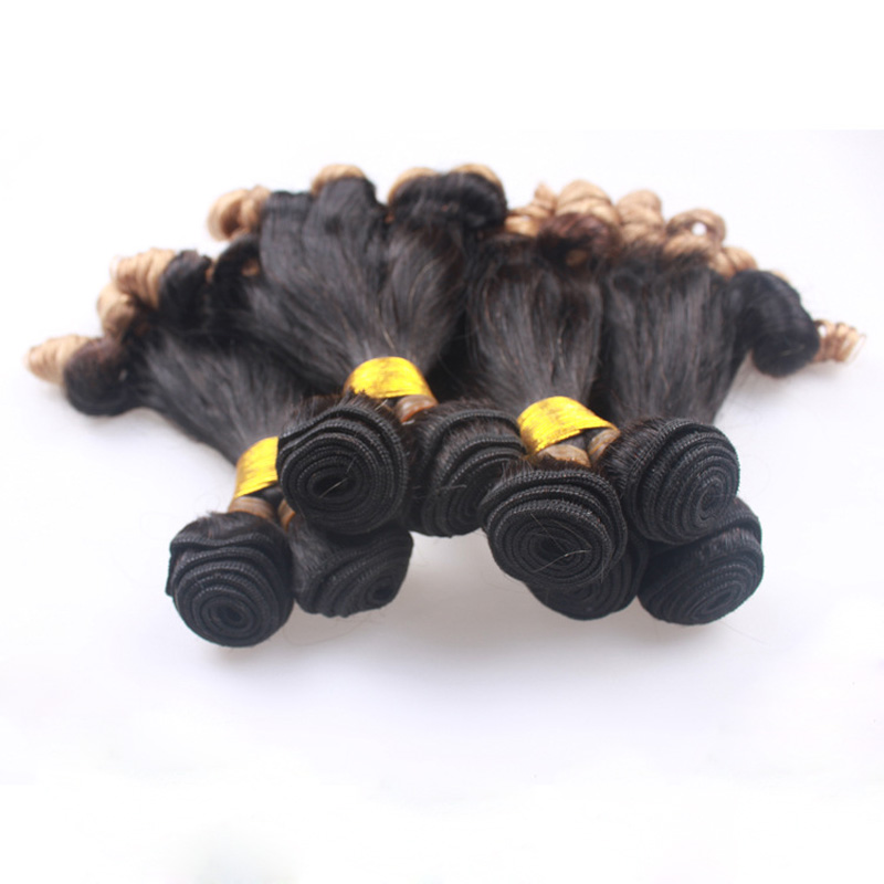 Brazilian Indian Peruvian 100% Human Hair Funmi Hair T1B/27 Ombre Color Curly Hair Extensions 3 Bundles 10-28inch