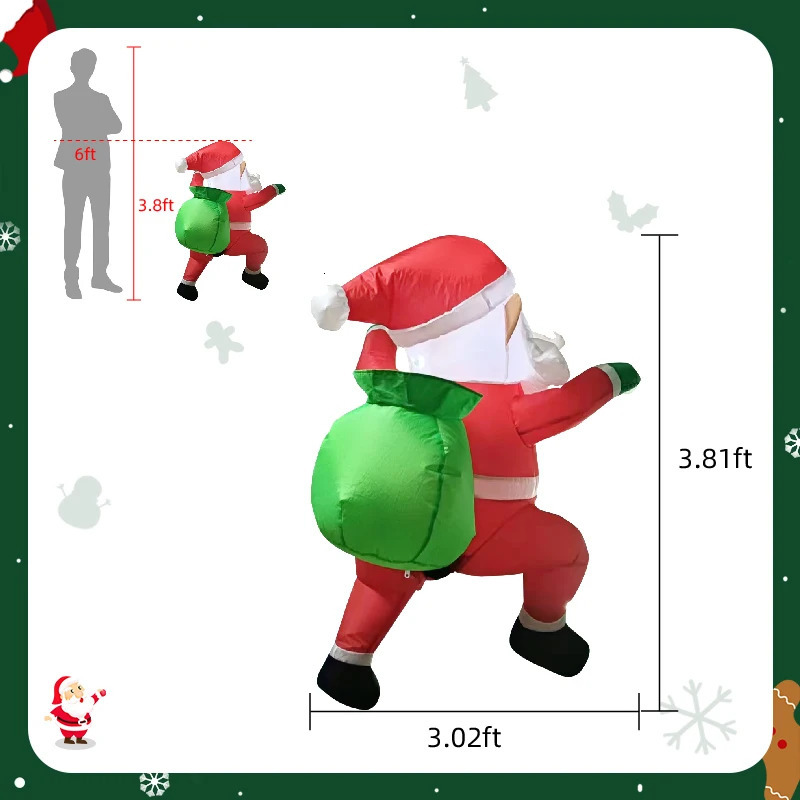 Christmas Inflatable Wall Climbing Knapsack Santa Claus Model Built in LED Lights Indoor and Outdoor Fun Decoration Festival Party Props 241024