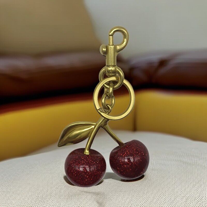 Designer keychain wallet bag charms designer cherry key ring simple cutetrendy red pink ladies designer bag charms key chain couple gift hg197