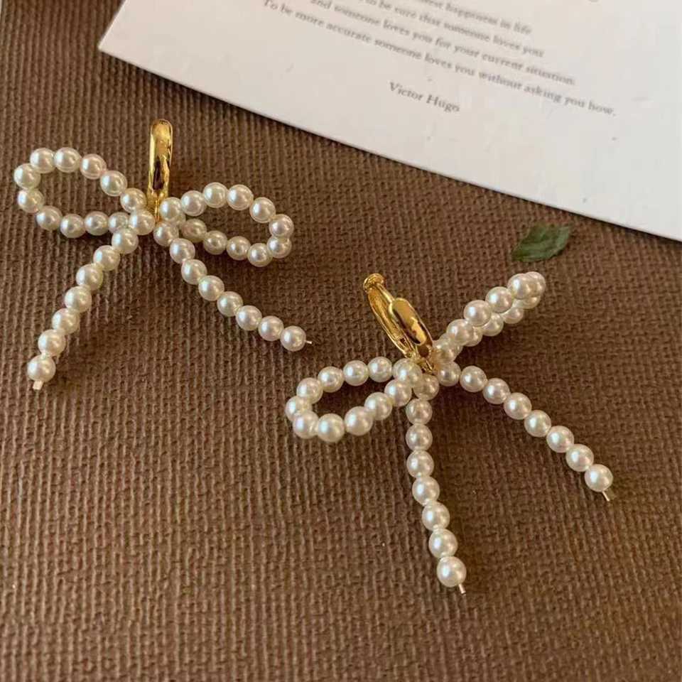 ZAKOL Exquisite Korean Fashion Imitation Pearl Bow Earrings Buckle Earrings Elegant Wedding Party Jewelry W241023