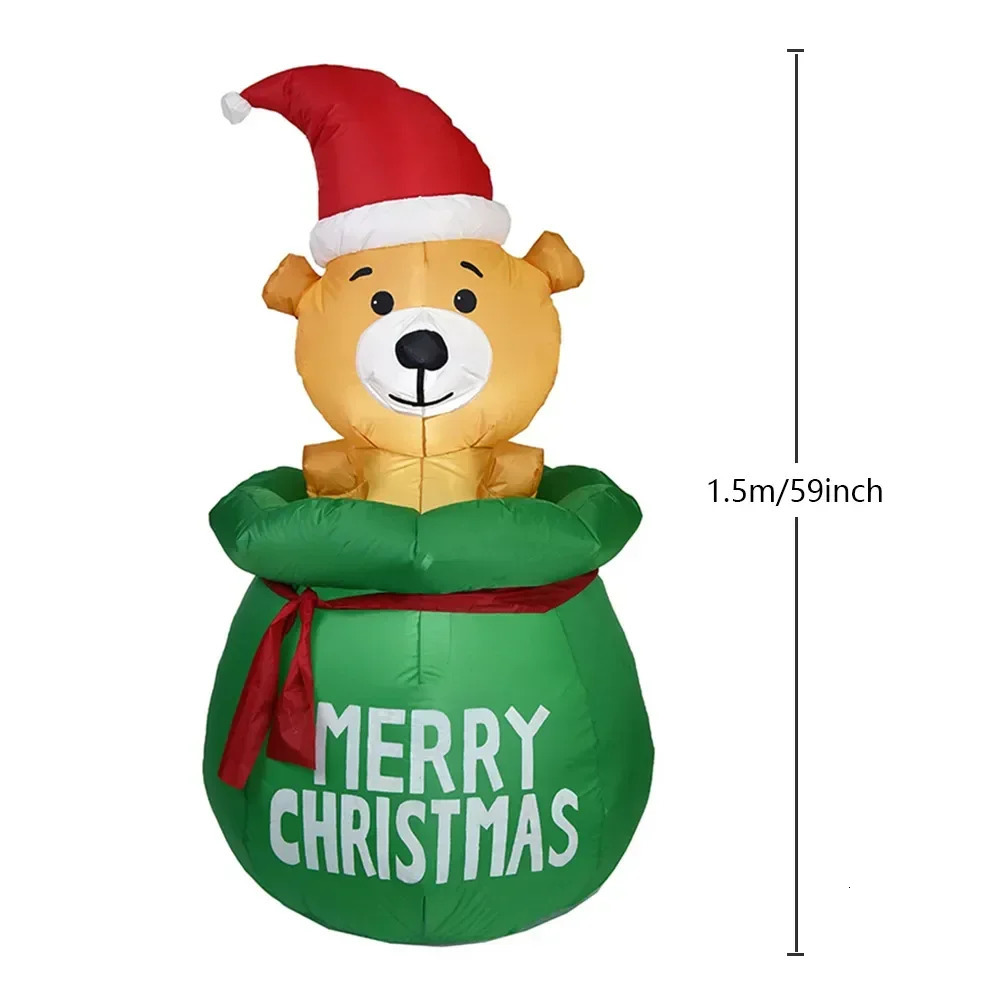 1.5M Christmas decoration inflatable bear built-in LED used for decorating indoor and outdoor courtyard props for Christmas parties 241024