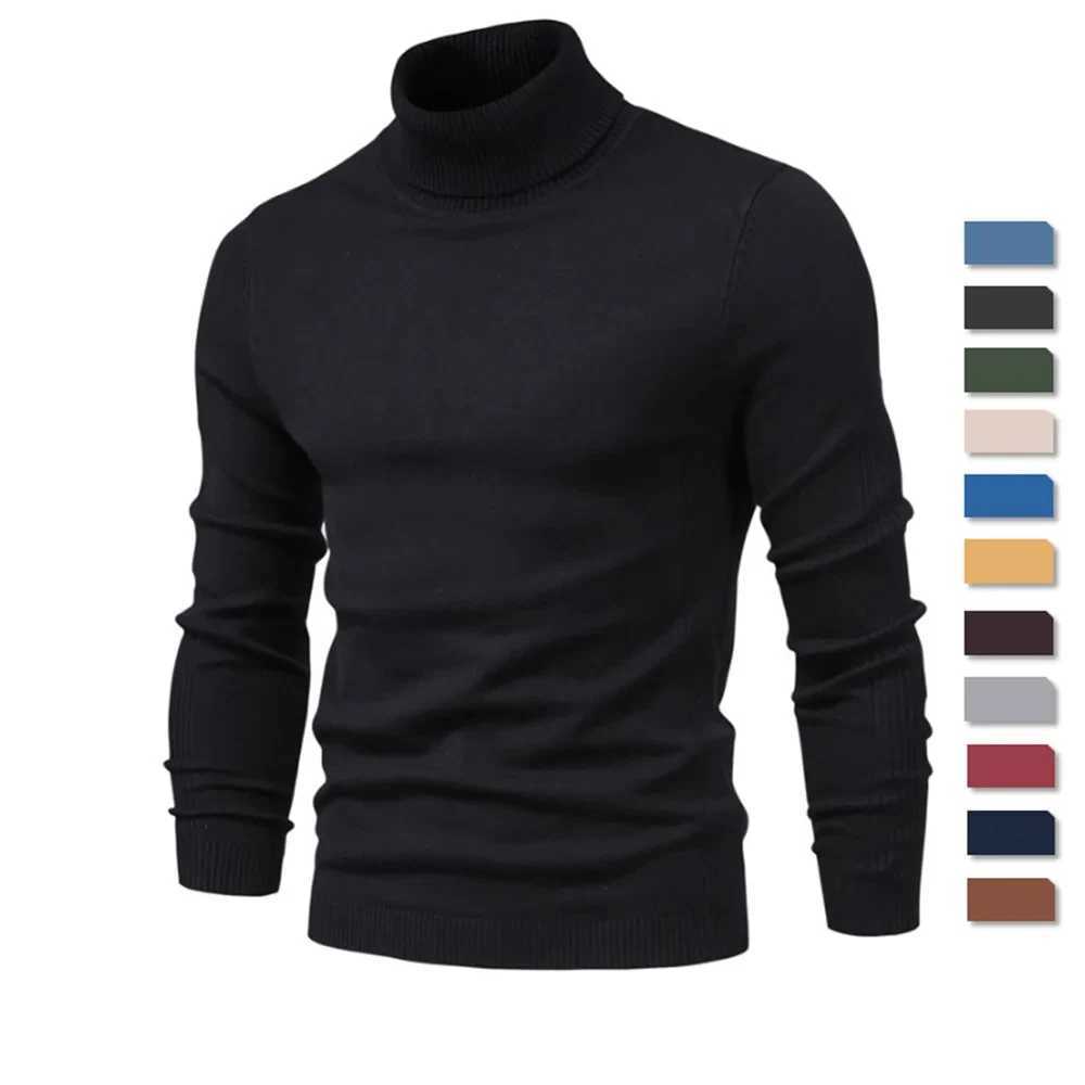 2024 New Winter Men Turtleneck Sweater Casual Solid Color Warm Pullover High Quality Slim High Neck Long Sleeve Sweater Men LX241024