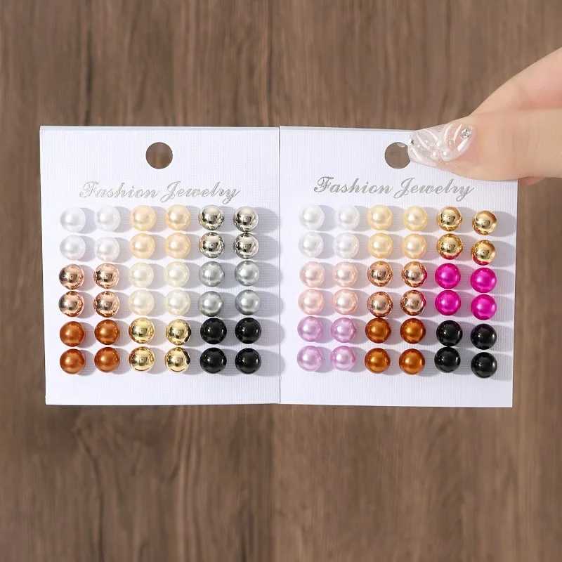 18 pairs of mini summer womens colorful pearl earring set suitable for parties with fashionable girl earrings W241023