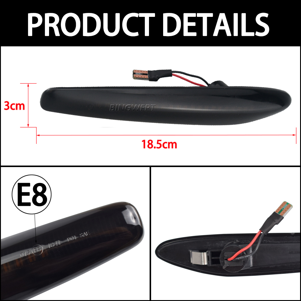 2Pcs Canbus LED Dynamic Side Marker Lights Car Turn Signal Lamps For Alfa Romeo 159 Sportwagon Brera Spider 939 OEM#60691105