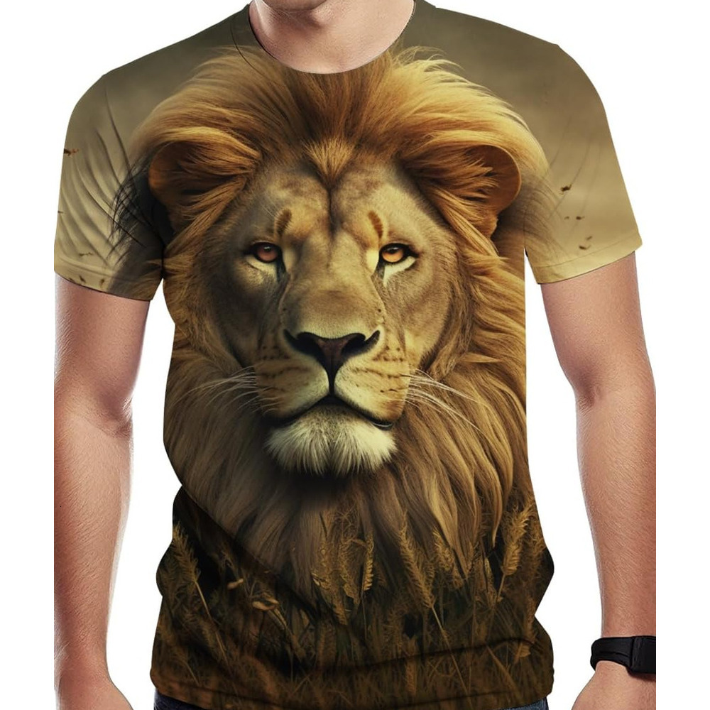 Mens T shirt Fashion Novelty Shirt Lion Graphic Print Men's Cool T-Shirt tee Casual tops summer clothes Fashionable and cool