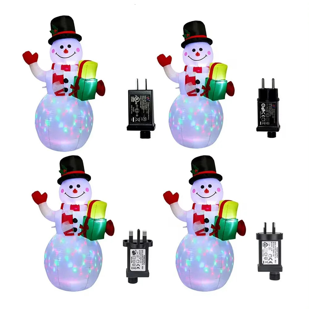 1.5M Christmas inflatable snowman with colorful rotating LED lights outdoor decoration Christmas gift party Year indoor decoration 241024