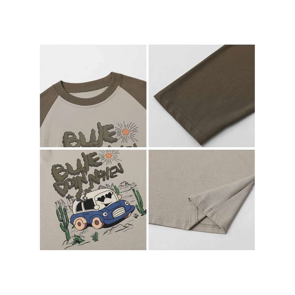 CHIC VEN Women T-Shirt Loose Long Sleeved New O Neck Tees Raglan Sleeves Cartoon Printed Female Tops Autumn Winter 2024