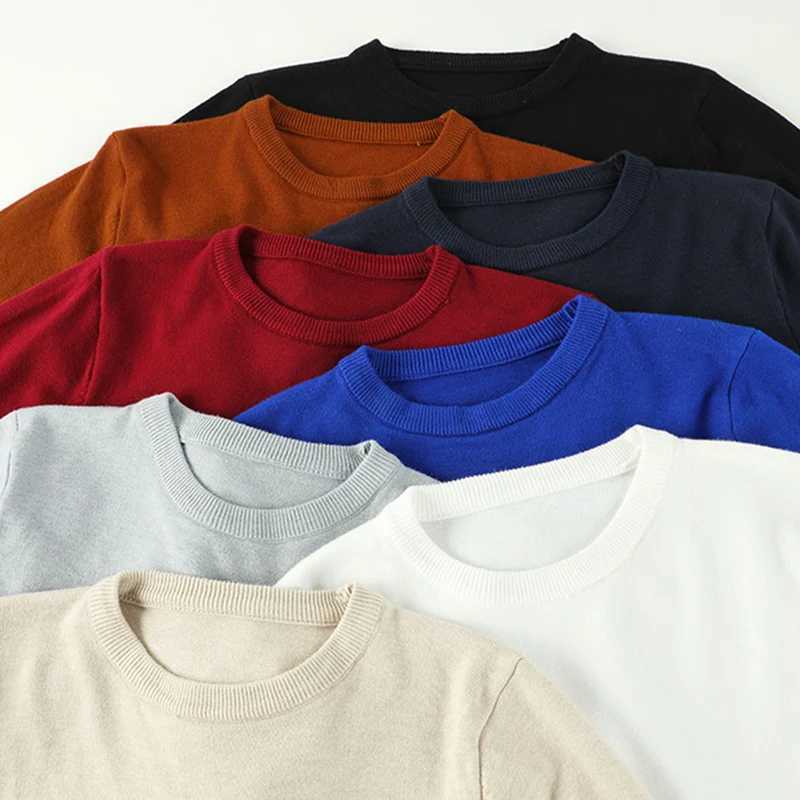 New Mens Classic Round Collar Sweaters 2024 Holiday Casual Pullovers Stylish ThermalCaramel Navy-blue Long Sleeve Clothes Male LX241024