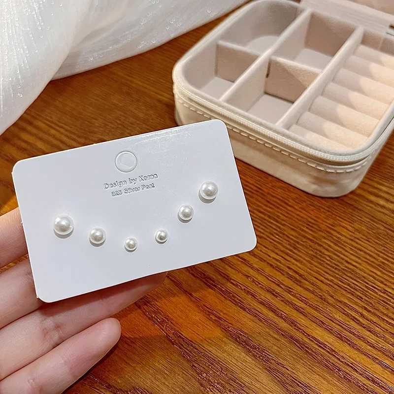 4mm 6mm 8mm 3 pairs of imitation pearl jewelry sets female earrings Korean glass temperature wholesale gifts for girls from Brinks W241023