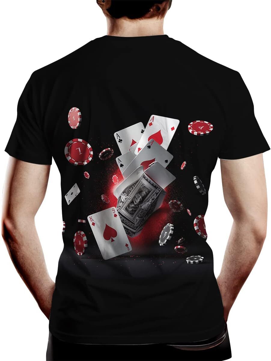 Mens T shirt Casino Chips and Poker Print T-Shirts Casual Novelty Tee Top for Men's tee Casual tops summer clothes trend