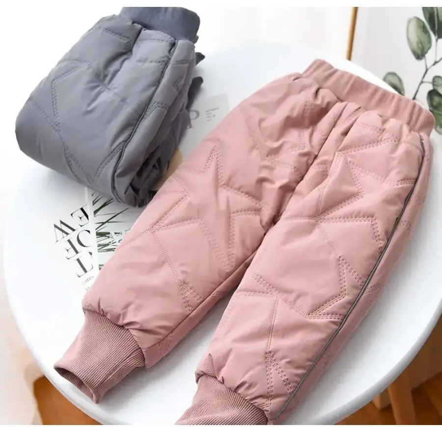 Baby boys and girls thick cotton ski pants winter four layer paddle warm Trouser children waterproof Plus velvet outdoor pants 241024