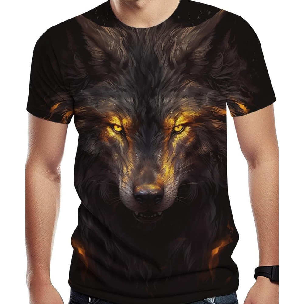 Mens T shirt Wolf Graphic Print T-Shirt Summer Fashion Tee Top Shirt for Men's tee Casual tops summer clothes Breathable and stylish