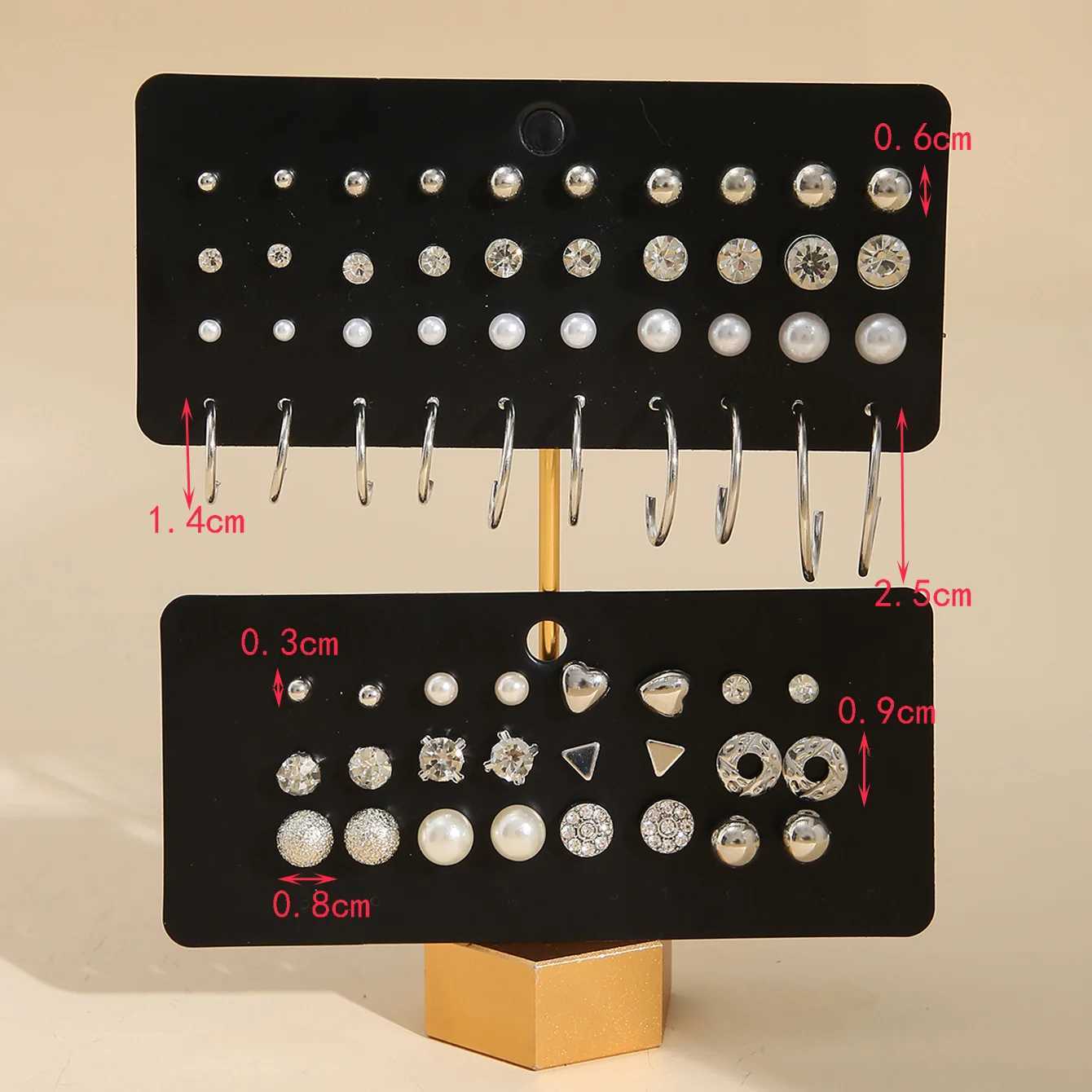 32 Pairs Vintage Silver Color Earrings Set Geometry Pearl Zircon Heart Ear Studs For Women Girls 2024 New Trendy Simple JewelryX241023