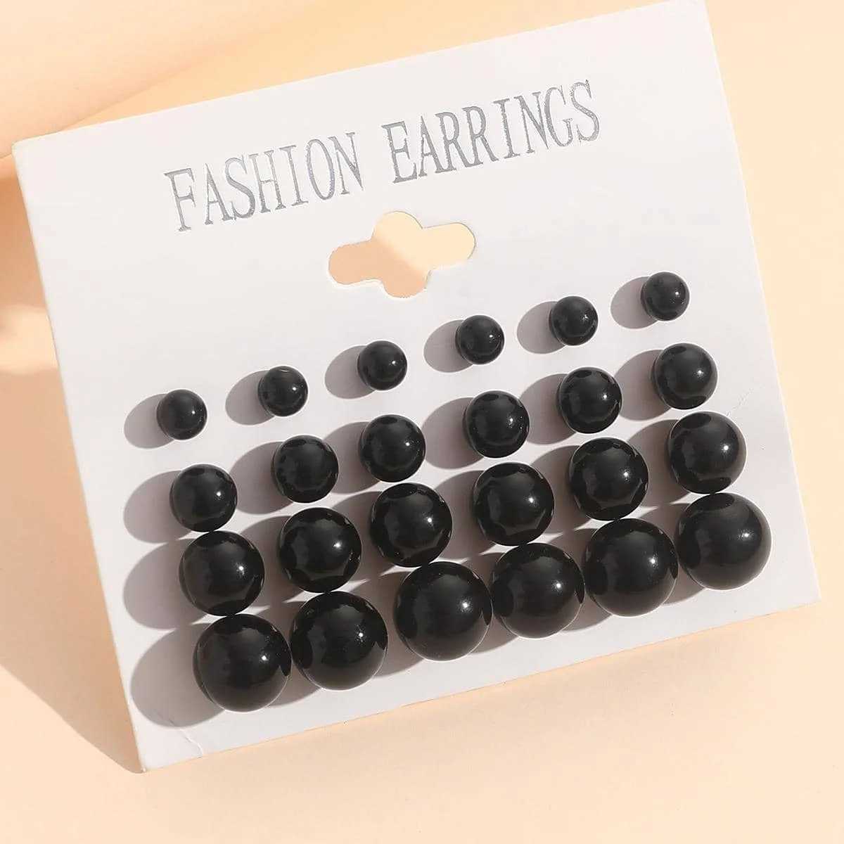 12 pairs/set of white simulated pearl stud earrings set suitable for womens jewelry decoration perforated ball earring set Bijouteria Brinco W241023