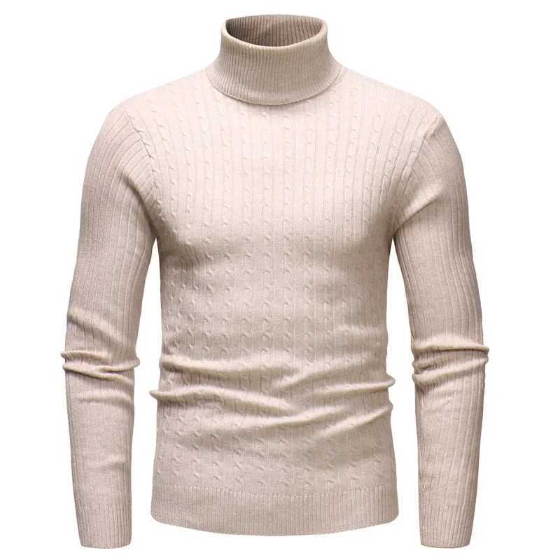 Autumn Winter Mens Turtleneck Sweater Mens Knitting Pullovers Rollneck Knitted Sweater Warm Men Jumper Slim Fit Casual Sweater LX241024