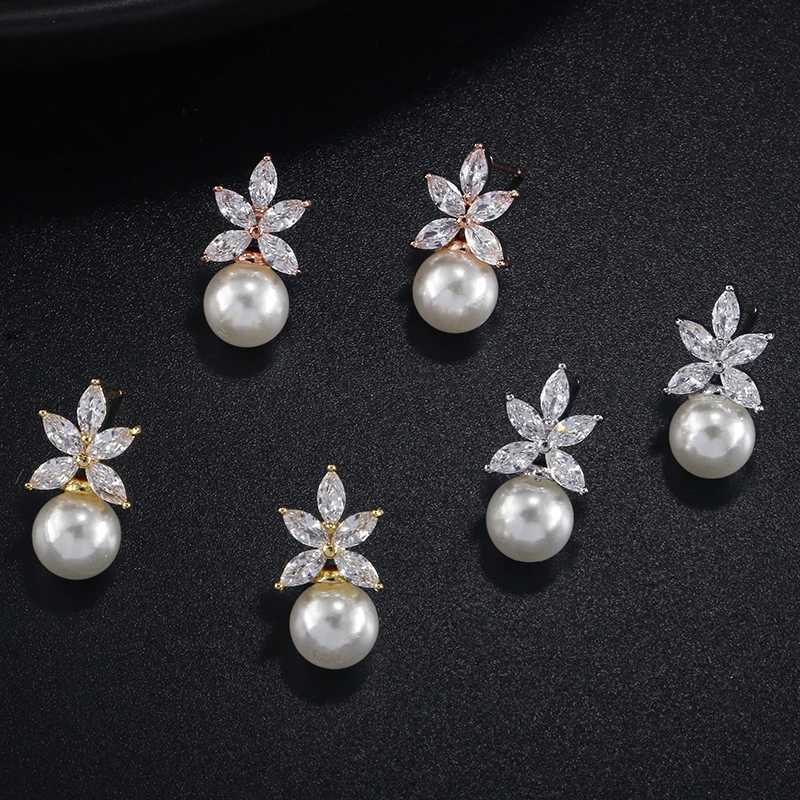 ZAKOL Transparent Marquise Zircon Imitation Pearl Earrings Temperature Bridal Wedding Party Jewelry W241023