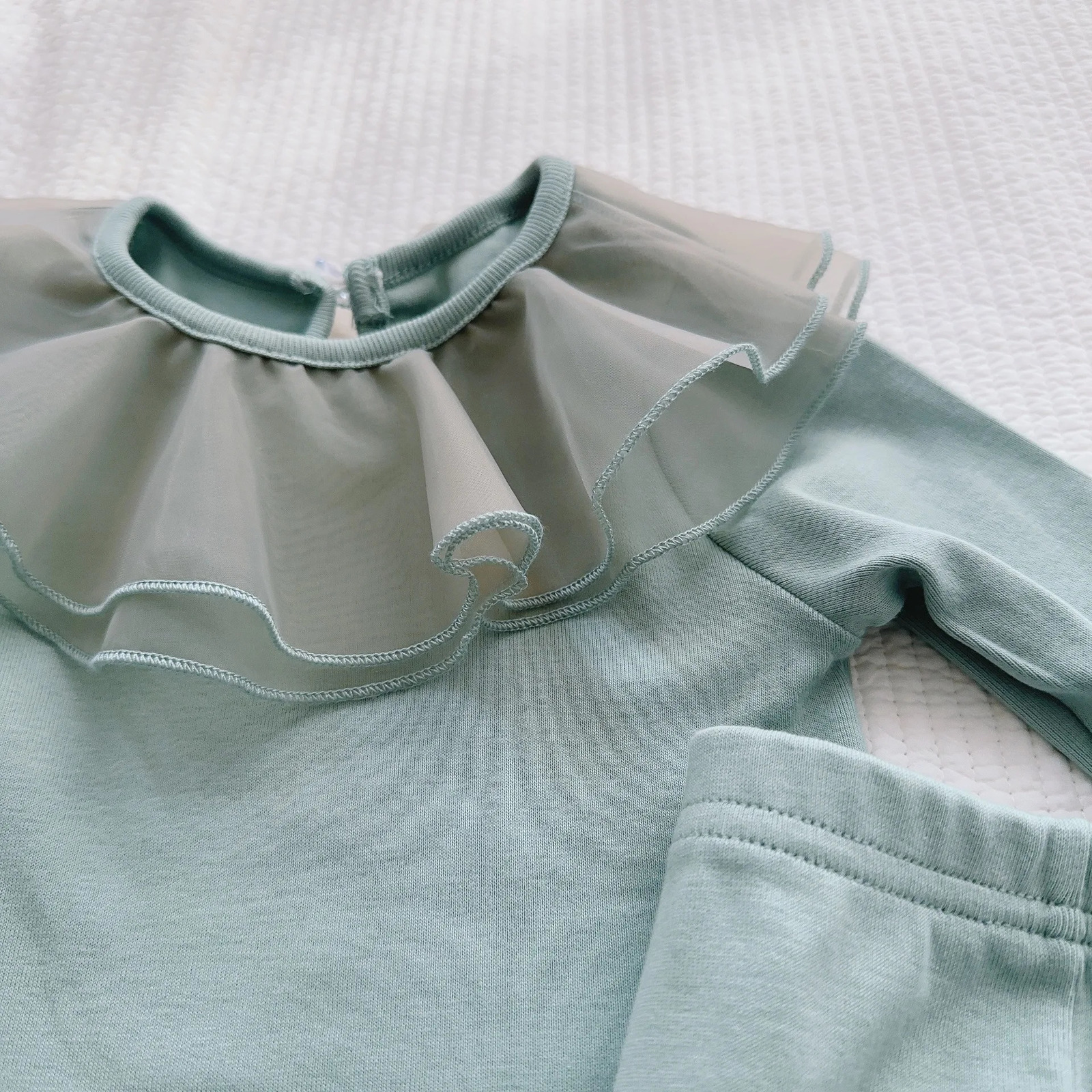 Spring Baby Long Sleeve Home Clothing Set Baby Collar TopLeg 2-piece Set Preschool Cotton Casual Set 241024