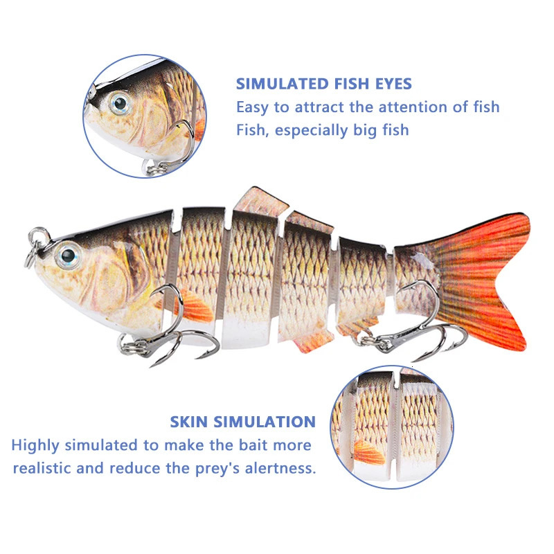 4 Inch 6 Segments Jointed Hard Artificial Fishing Lures Bionic Crankbait Sinking Wobblers Sea Plastic Accessories 241024