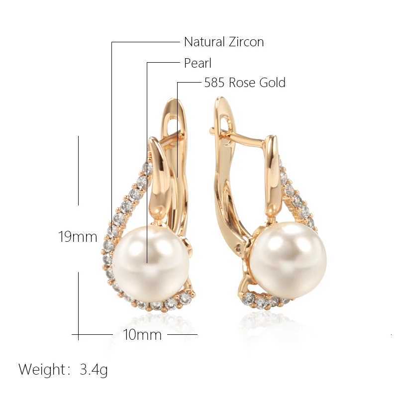 Kinel Luxury 585 Rose Gold British Womens Earrings Unique Geometric Pearl Earrings Bridal Wedding Jewelry 2023 New W241023