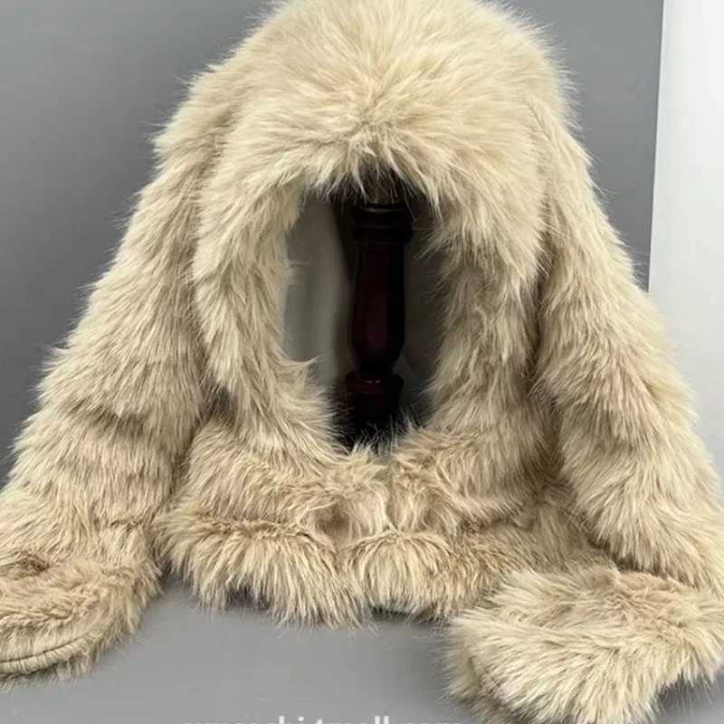 Bonnie Bunny White Plush Rabbit Ear Hat Winter Cute Warm Balaclava Scarf Integrated Neck Protection Hat Beanies X241023