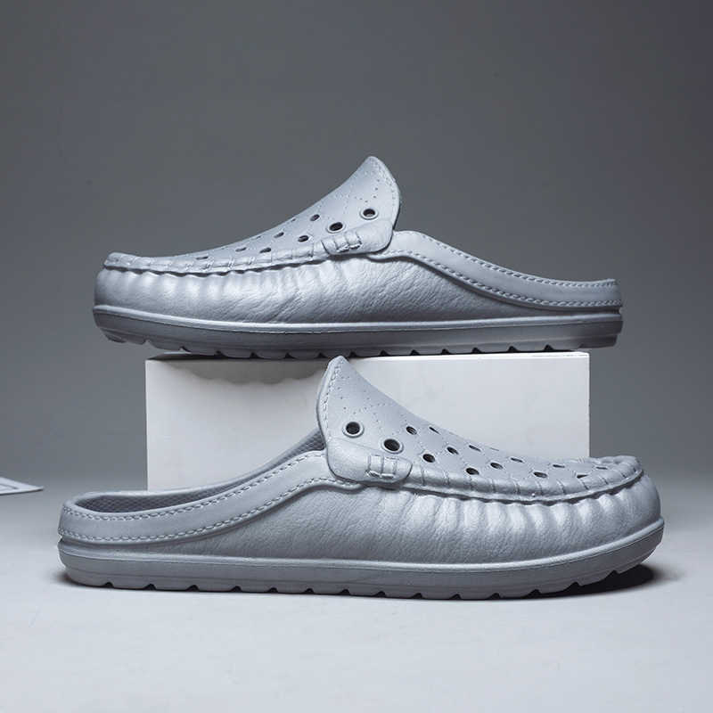 Men Dress Shoes Half Slipper Mens Summer Breathable New Exterior Soft Soled Anti Slip Beach Sandals Mens Hooded Sandals 241009