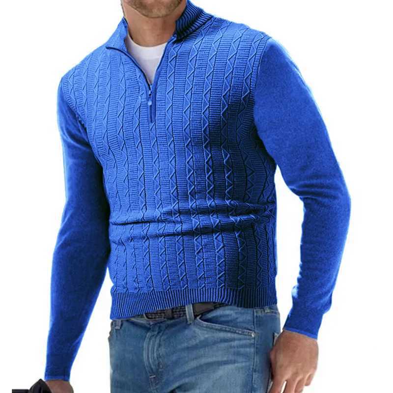 Streetwear Mens Half Zipper Pullover Sweaters Long Sleeve Knitted Solid Color Sweaters Men Oversized Breathable Sweater Men LX241024