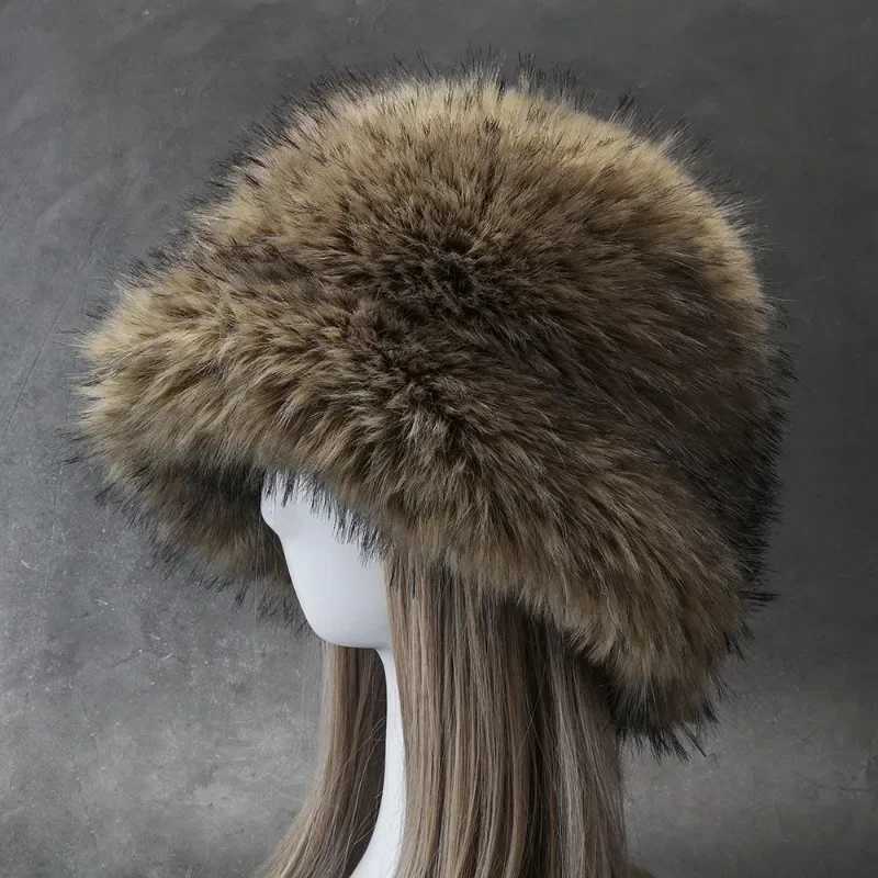 New artificial fur big winter white fur bucket hat suitable for warm mens style soft and fluffy warm and fluffy Panamanian womens artificial fur fishe