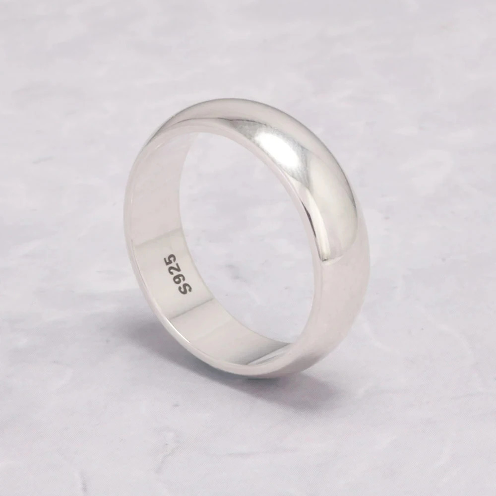 Real Pure 925 Sterling Silver Rings For Women And Men Simple Couple Ring Smooth Wedding Band For Lovers Jewelry 241024