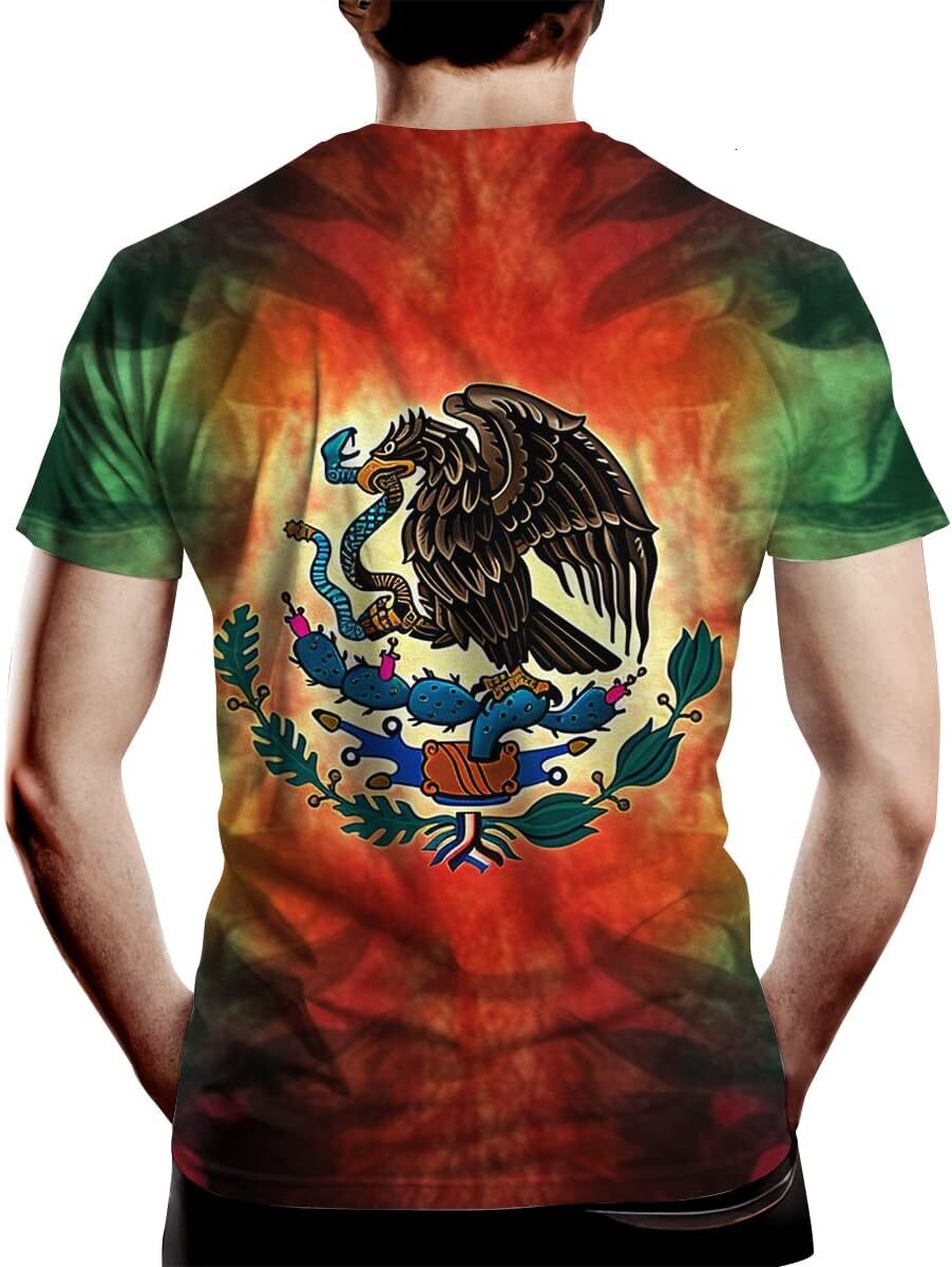 Mens T shirt Men's Novelty T Shirt Mexican Flag Print Summer Tie Dyeing Style T-Shirt tee Casual tops summer clothes cool