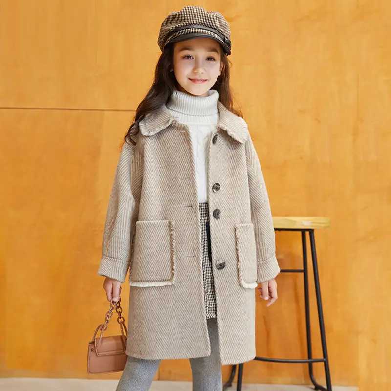 EACHIN Childrens Wool Coat 2023 New Thick Casual Womens Wool Jacket Childrens Long Coat Fashion Winter Womens Clothing W241023