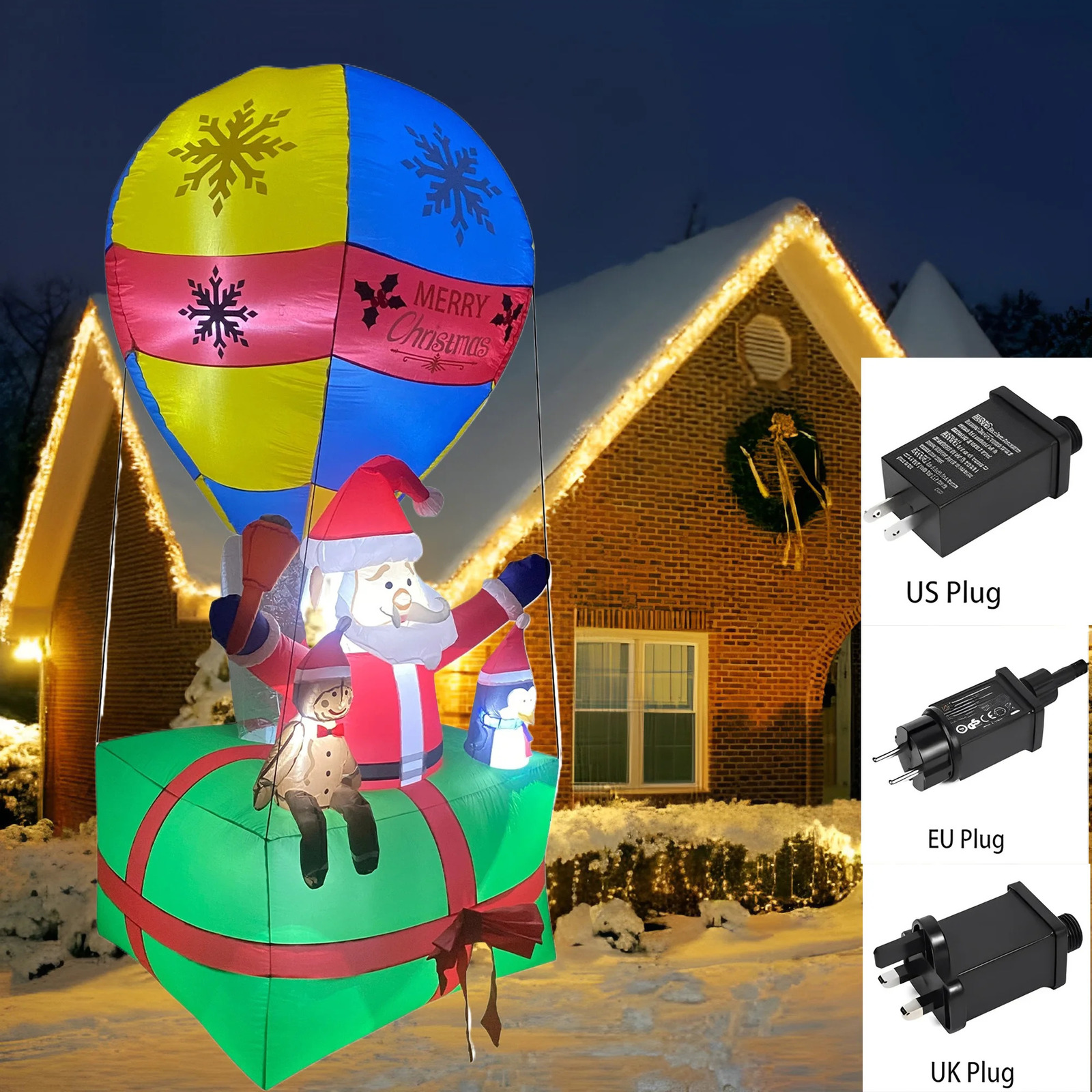 Christmas Inflatable Outdoor Garden Glowing Christmas Holiday Decoration Doll Air Balloon Santa Claus Snowman Celebration Event 241024