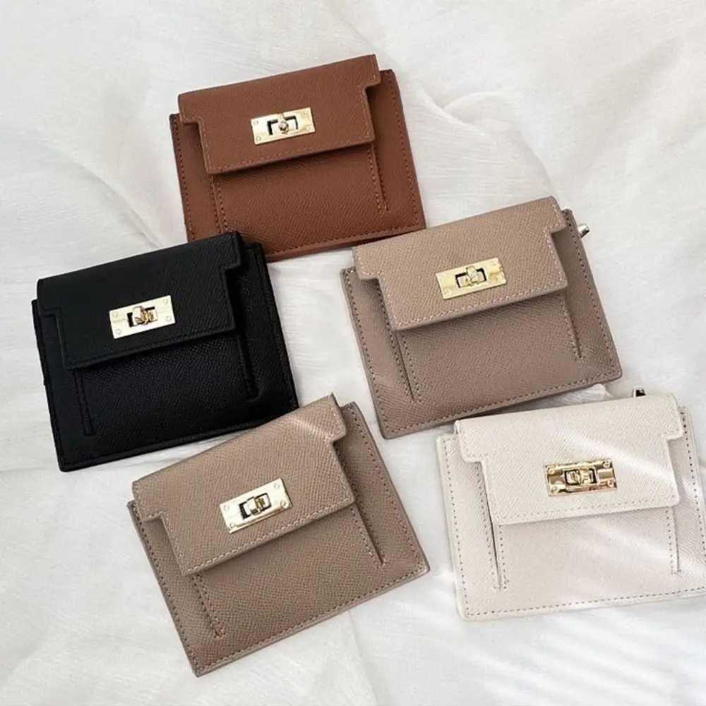 PU Leather Womens Wallet with Zipper Solid Color Coin Purse Short Style Two-Fold Card Bag for Women XJ250624