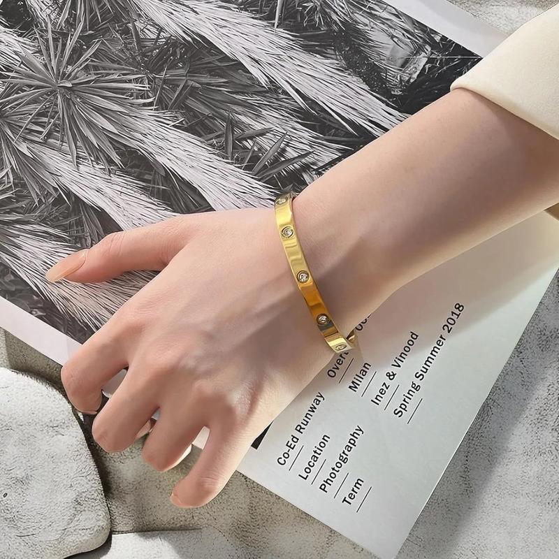 bangle gold plated bracelet stack women non tarnish dainty women's bracelets set birthday gifts trendy jewelry