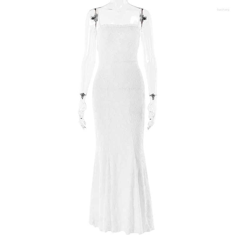 Casual Dresses Elegant White Suspender Chest Dress Womens Clothing Sexy Slim Fit Backless Long Skirt Birthday Wedding Party