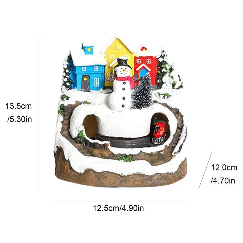 House Countryside Rotating Train Scene Battery Powered LED Lighting Decoration Creative Christmas Gifts 241024