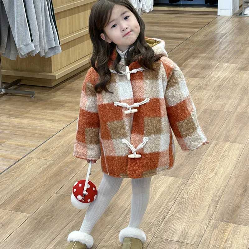 Childrens jackets winter cotton jackets baby clothing wool cardigans girls orange flat cornered hats girls fashionable childrens clothing W241023